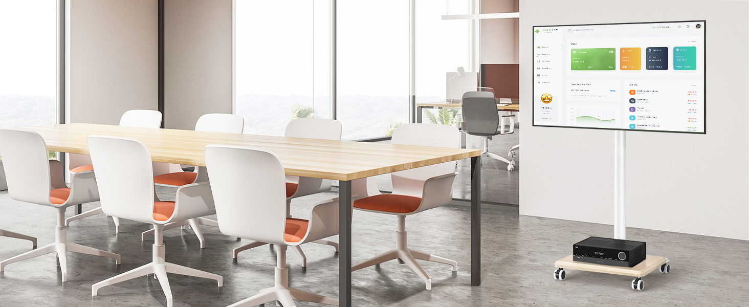 Підставка для телевізора мобільна на коліщатках з поличкою, 27-60 дюймів, до 40 кг, VESA 400x400, бежевий