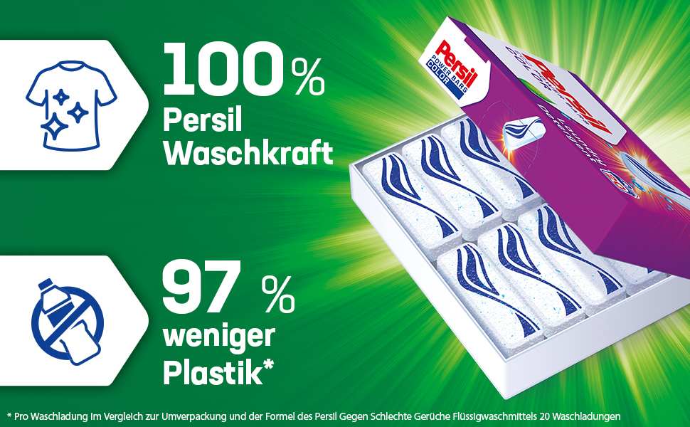Капсули для прання Persil Power Bars Color для кольорових речей, 60 прань, гігієнічна чистота від 20°C, 472 г