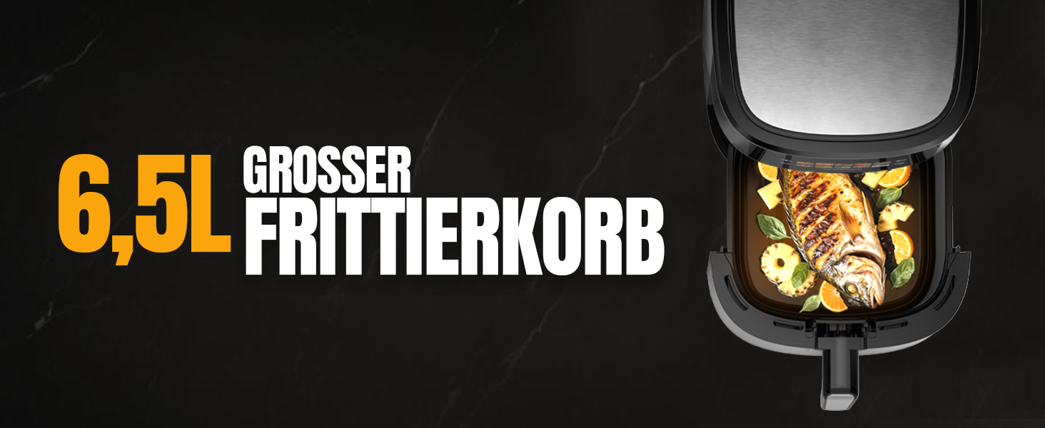 Фритюрниця повітряна HEINRICHS 9 літрів XXL з LED-дисплеєм, 10-в-1, 1800W, для здорового харчування, з таймером