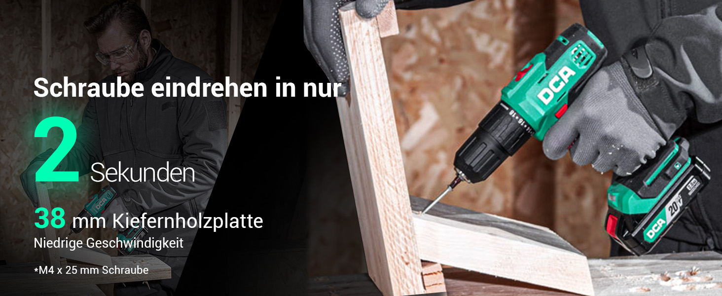 Акумуляторний ударний дриль-шуруповерт DCA 20V, 40 Нм, 13 мм, 22500 уд./хв, 18+1+1, комплект з 14 біт для бетону, металу, дерева