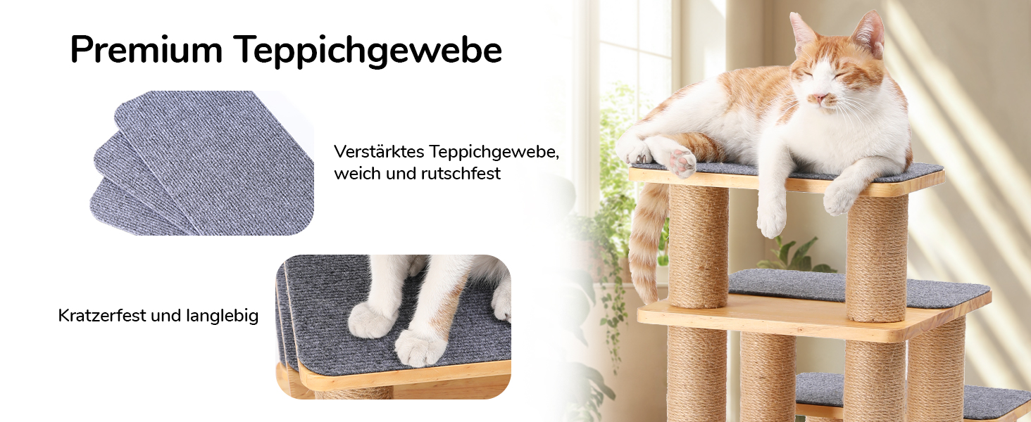 Сходинки для собак FUKUMARU, 3 сходинки, з натурального дерева та джуту, регульована висота 18-51 см, вантажопідйомність до 90 кг, знімний м'який килимок, 6 варіантів комбінації кольорів, підходить для котів та собак