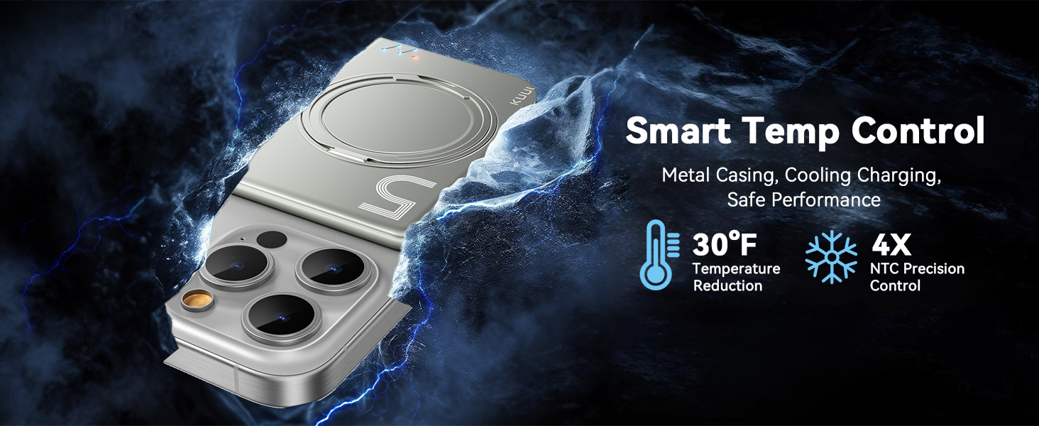 Powerbank Kuulaa MagSafe 5000mAh, Швидка зарядка, USB-C, для iPhone 17/16/15/14/13/12/Pro/Pro Max, срібло