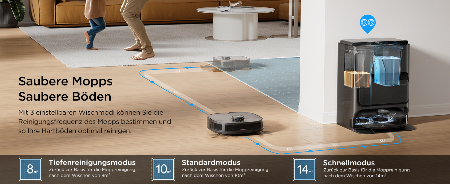 Робот-пилосос Eureka J12 Ultra з функцією миття підлоги (автоматичне очищення, прання та сушка), потужність всмоктування 5000Pa, обертова функція миття, Dual-LiDAR навігація, 3D уникнення перешкод, чорний