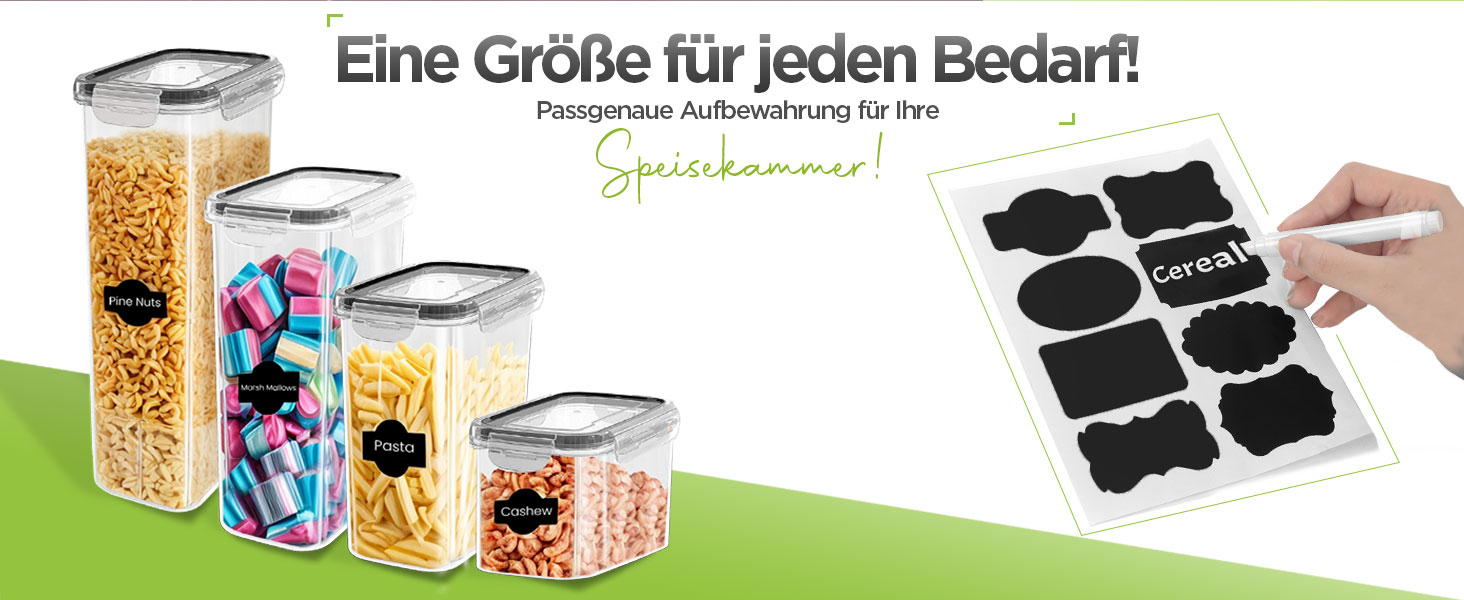 Набори контейнерів для зберігання KICHLY з кришкою (24 шт.) - герметичні контейнери для продуктів, BPA-free, для шафи/кухні, ідеальні для крупи, цукру, борошна та іншого