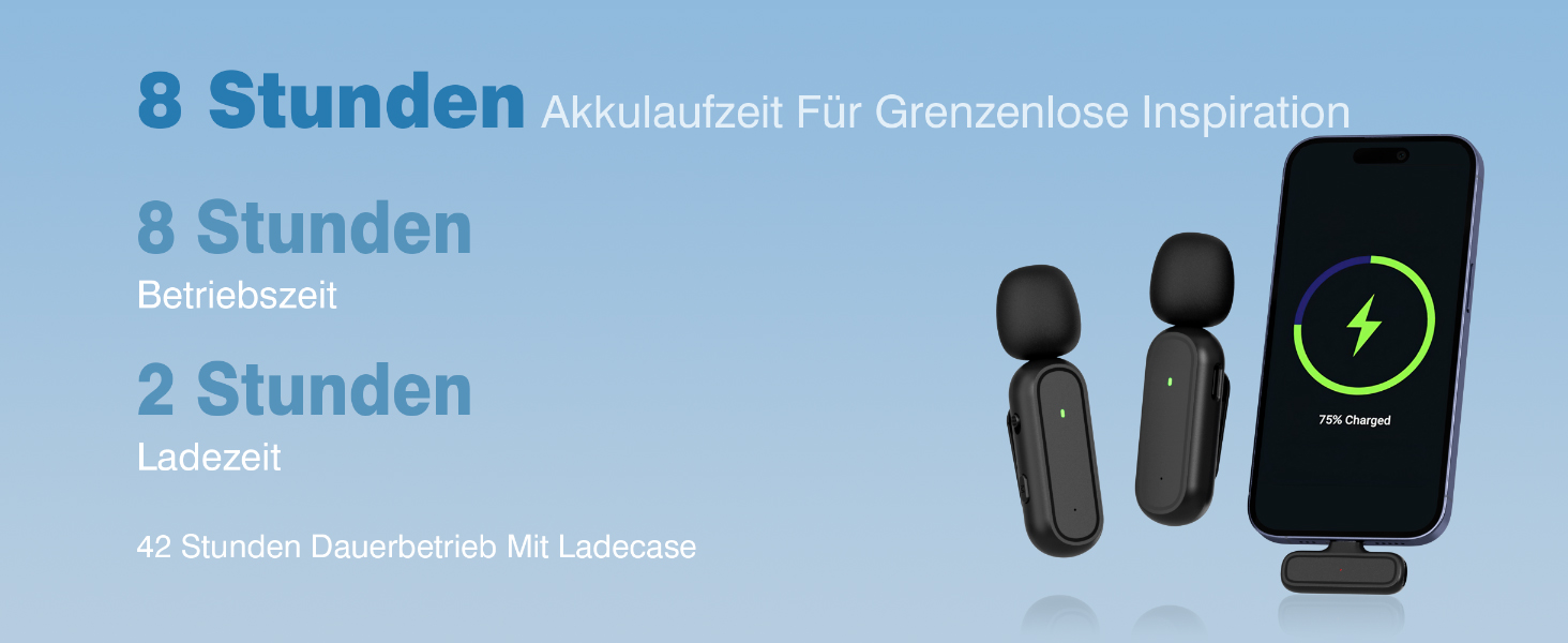 Мікрофон-лапка бездротовий для iPhone/Android з кейсом для зарядки та акумулятором 42год, з шумозаглушенням, для подкастів, TikTok, YouTube, стрімінгу, міні-мікрофон