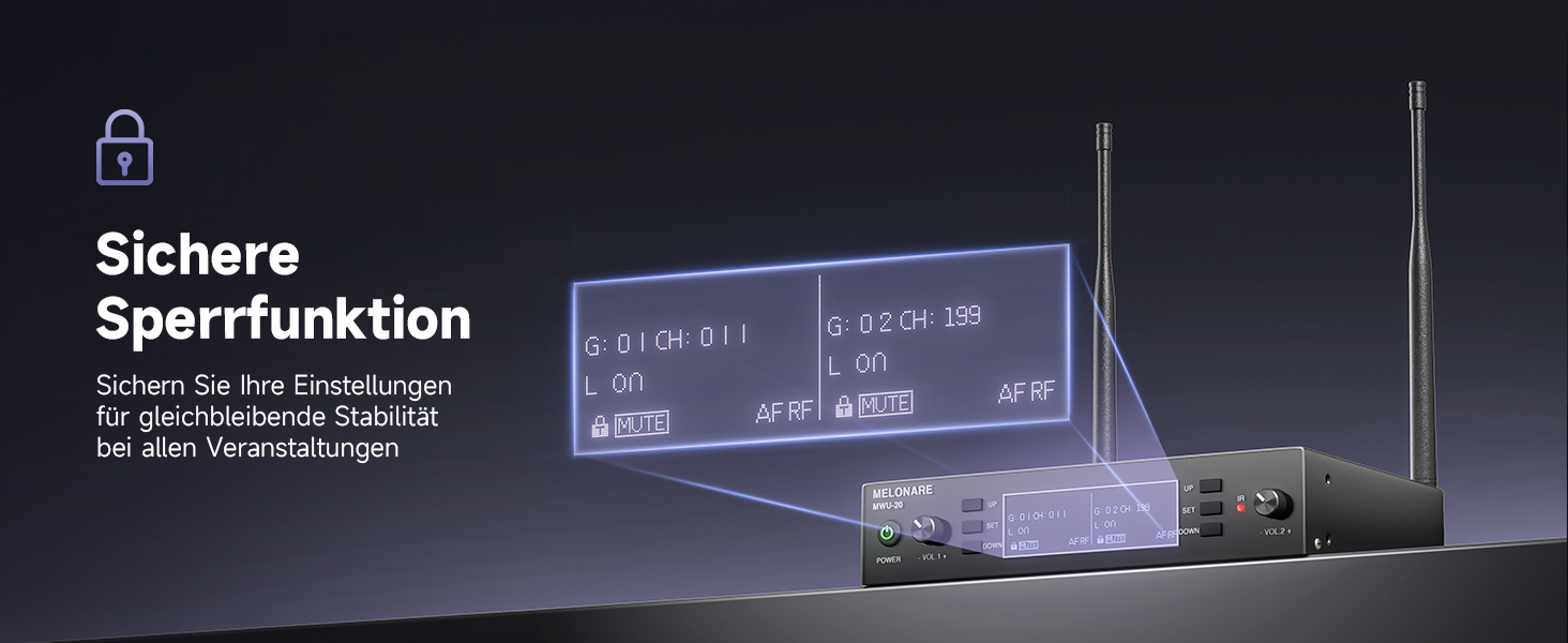 Система бездротового мікрофону Dual Channel MELONARE, професійний комплект, UHF, дальність 100 м, для співу, караоке, церкви