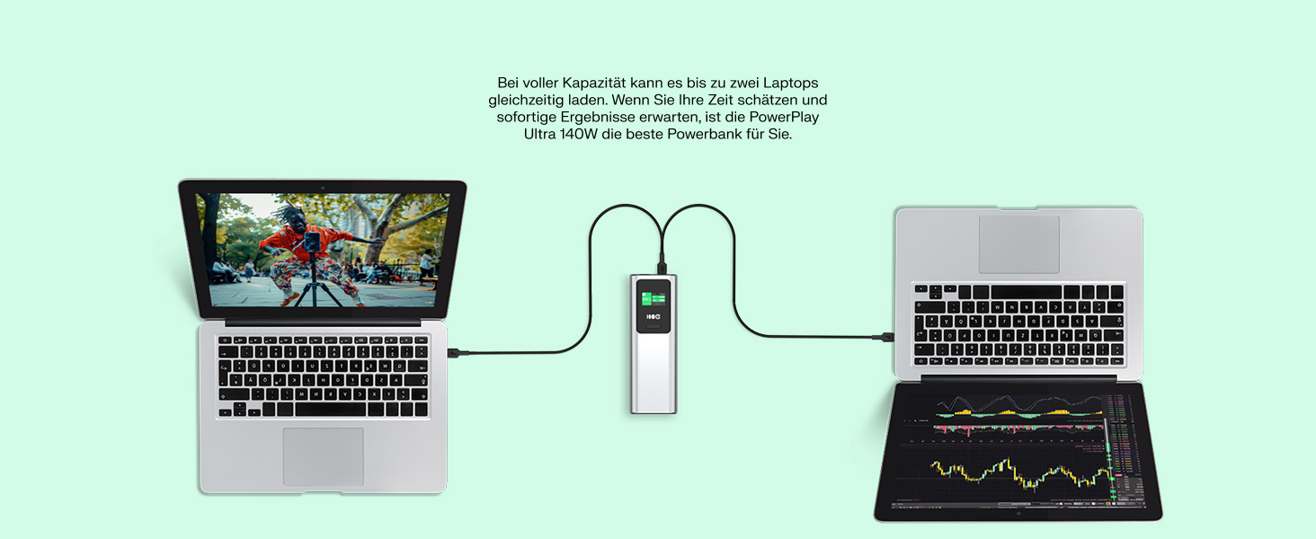 Powerbank Greencell PowerPlay Ultra 25200mAh 140W з USB-C PD, Швидка зарядка для ноутбука, MacBook, iPhone, LCD дисплей