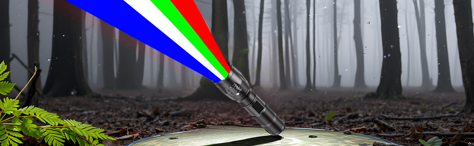 Ліхтар POCKETMAN Zoombar LED з 4 кольорами (червоний, білий, зелений, синій), надзвичайно яскравий, перезаряджається, 4 режими, багатофункціональний для відпочинку на природі, астрономії, нічного бачення та походів