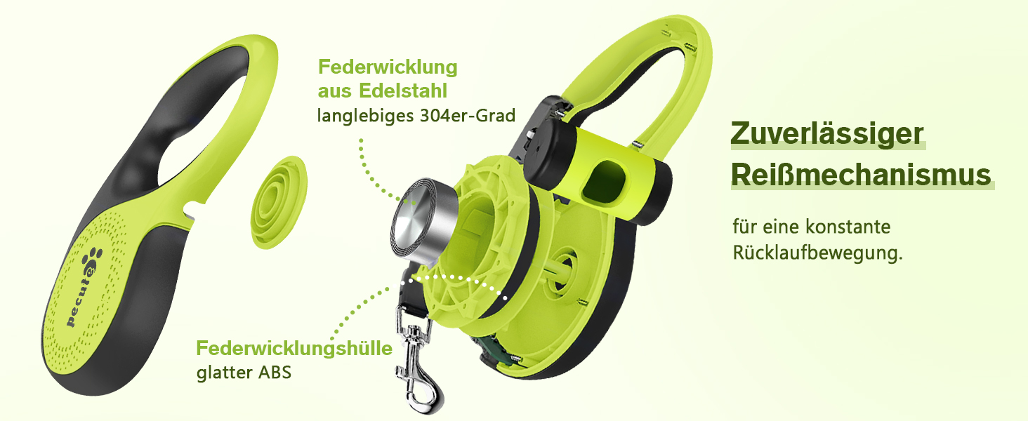 Рулетка для собак Pecute 8м, 50 кг, зелена - надійна та зручна