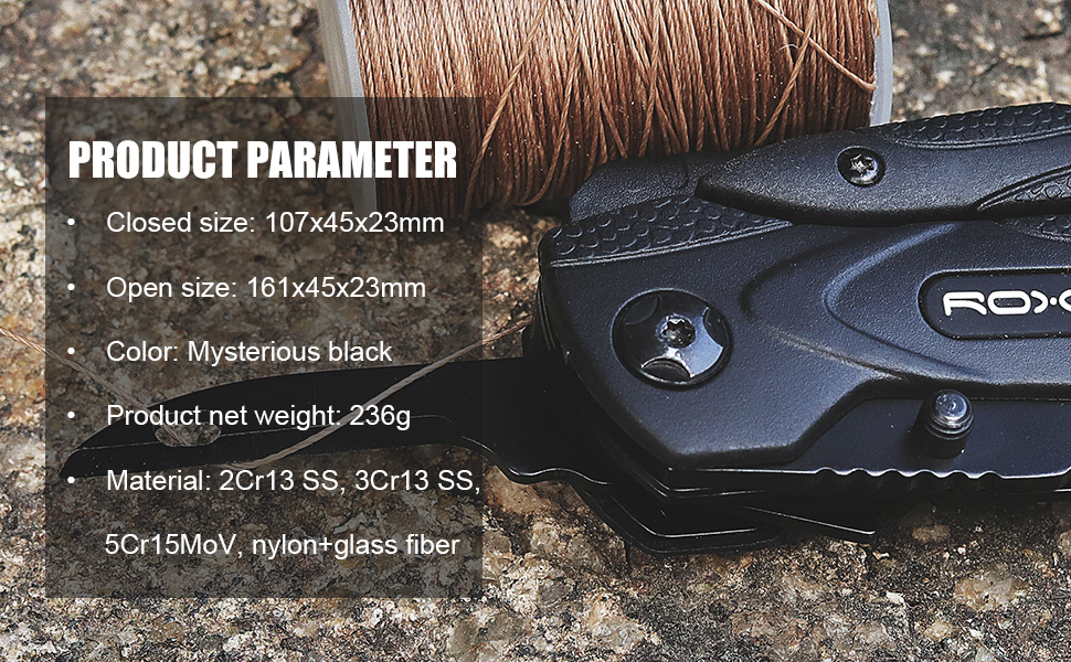 Мультитул ROXON CM1349 Spark: 14-в-1, мультиінструмент, плоскогубці, для туризму та виживання