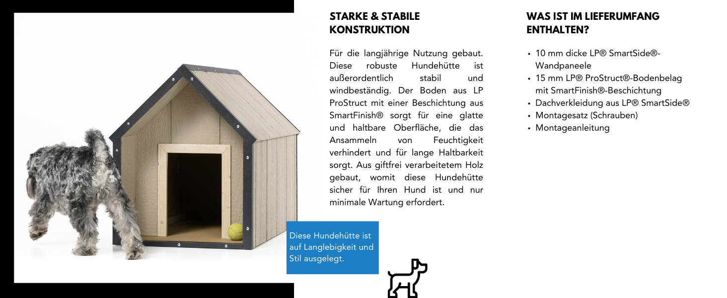 Будка для собак Outdoor маленьких порід – дерев'яна будка для собак, водостійкий дах 76 x 99 x H80 см, розмір S, Timbela M401-1, розмір M, 76x99xH80cm, натуральне дерево (розмір M, 57x95xH68cm, LP SmartSide дерев'яні панелі)