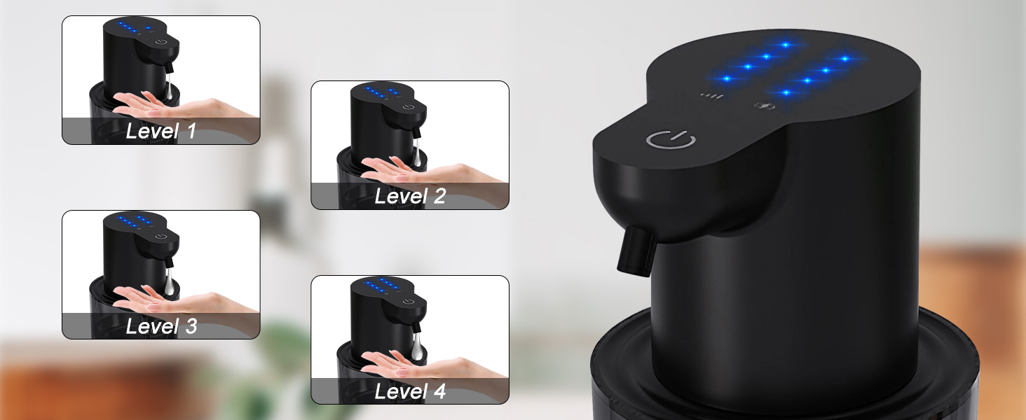 Автоматичний диспенсер для рідкого мила Cuteefun, 400 мл, сенсорний, індикатор заряду, 4 рівні дозування, для ванної/кухні, чорний