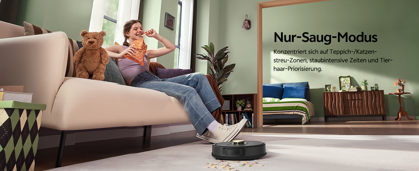 Робот-пилосос Vexilar W9 з функцією миття підлоги, LiDAR-навігація, 5000Pa, 5 карт, 15 зон заборони, керування через додаток, для твердих підлог та килимів, видалення шерсті тварин