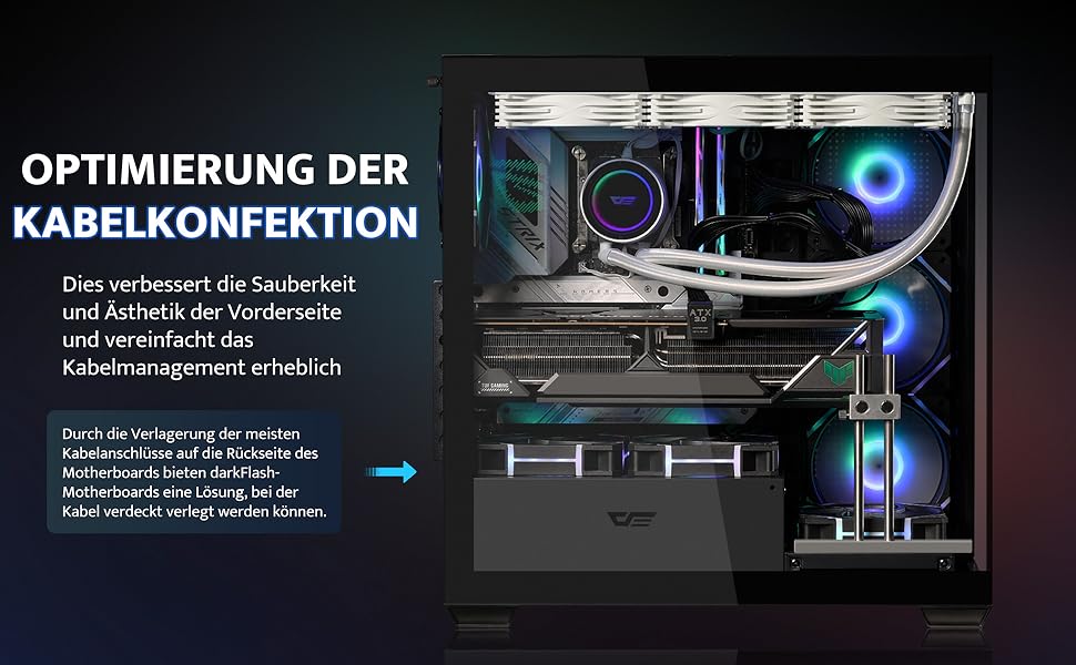 darkFlash DS900: Чорний корпус для ПК ATX Mid-Tower з 4 RGB вентиляторами, підтримка водяного охолодження 360mm, Type-C