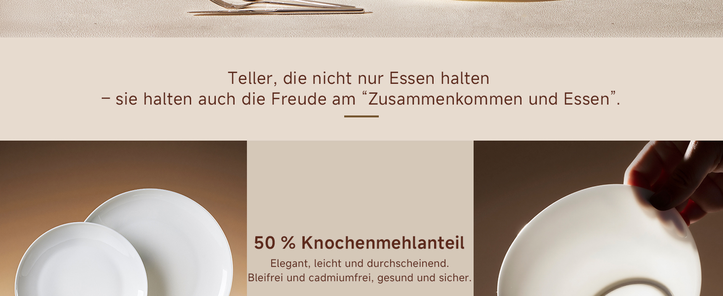 Сервіз HIKAA на 6 осіб, 18 предметів, з кісткового фарфору, набір тарілок, безпечний для мікрохвильової печі та посудомийної машини, для дому, весіль, легкий та довговічний (білий)