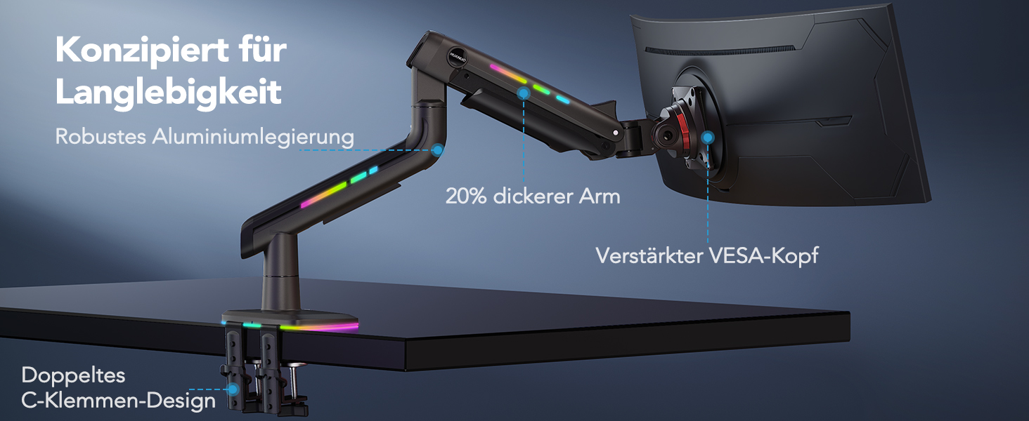 Кріплення для монітора HUANUO для Ultrawide до 49 дюймів, 18 кг, регульований кронштейн, VESA 100x100mm (RGB)