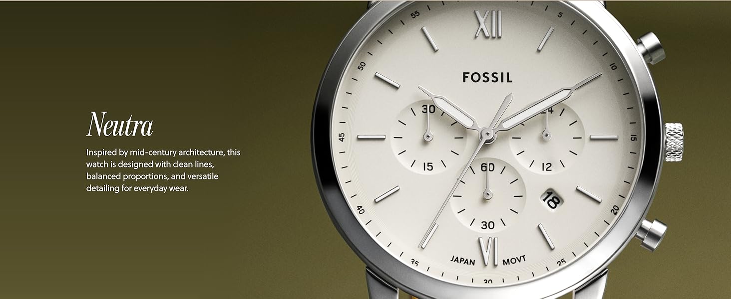 Годинник чоловічий Fossil Neutra Chronograph, сріблястий браслет, кварцовий механізм