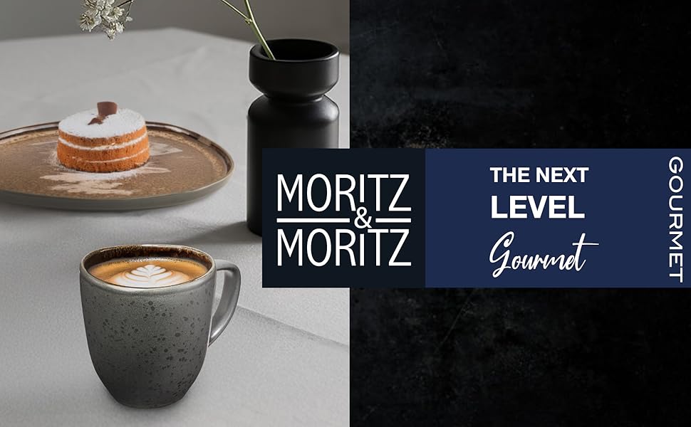 Набір келихів для кави Moritz & Moritz ORGANIC 6 шт. - бежеві келихи з каменю з унікальним градієнтом кольору, придатні для миття в посудомийній машині