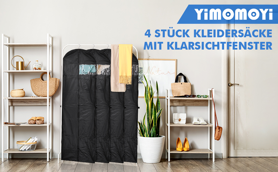 Чохли для одягу 180x60 см (4 шт) - Дихаючі мішки для зберігання одягу з ручками, для вечірніх та весільних суконь, захист від пилу, складні