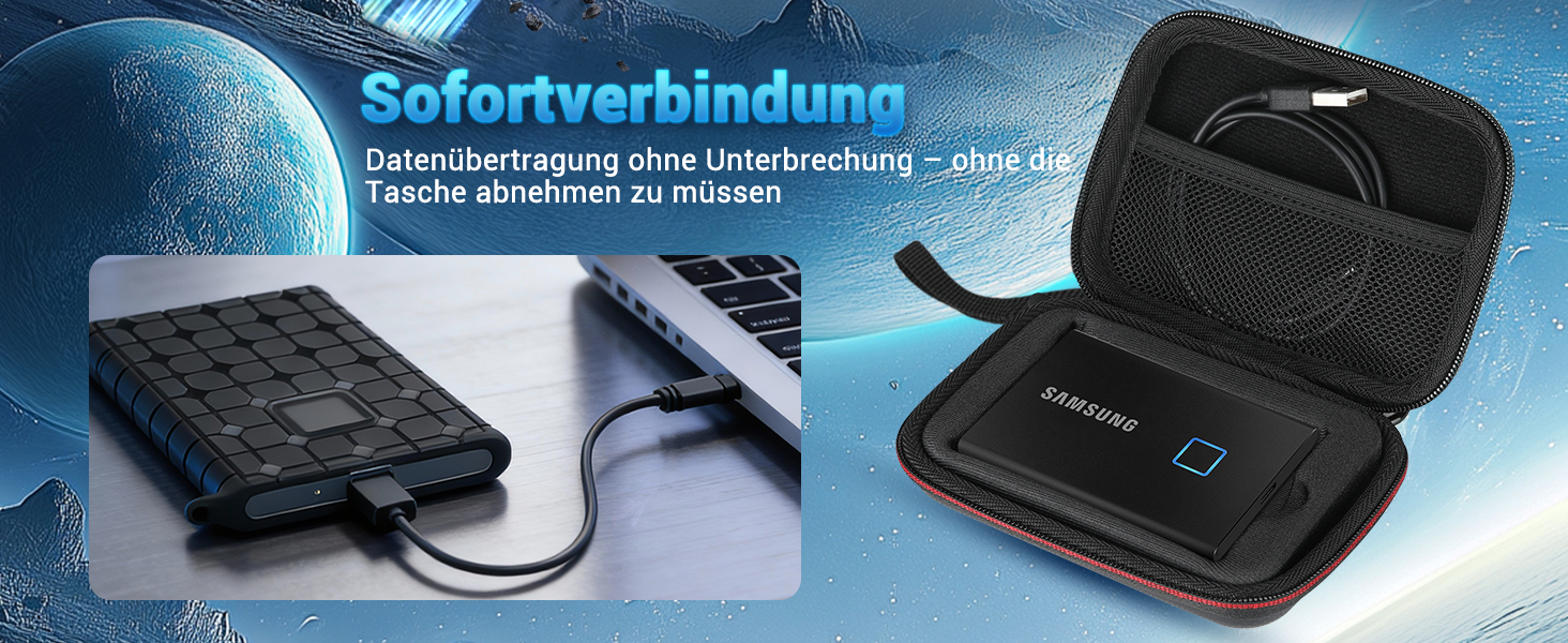 Чохол ProCase для SSD Samsung T7/T7 Touch (500GB, 1TB, 2TB) - Захисний кейс з силіконовою вставкою, чорний