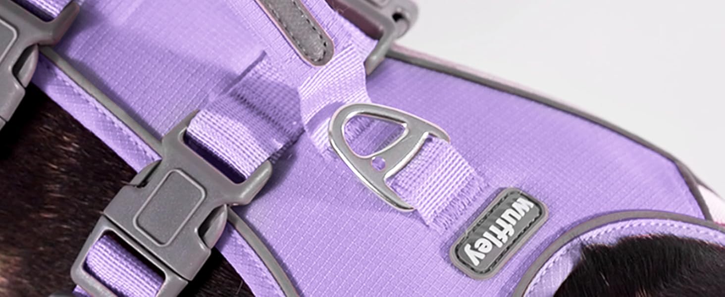 Нашийник для собак з повідком, безпечний нашийник від виривання, анти-тяга, нашийник для собак з ручкою та світловідбиваючими елементами, легкий, регульований, для середніх собак (XS) (Дуже маленький, фіолетовий)