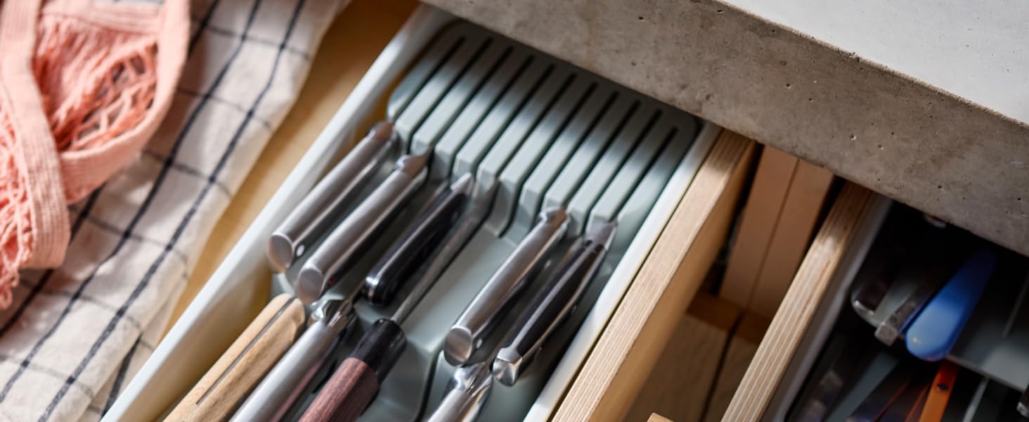 Органайзер для столових приборів Joseph Joseph DrawerStore з блоком для ножів, розширюваний, з переробленого пластику, компактний