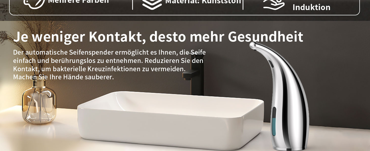 Greatmay Automatic Soap Dispenser - Touchless, Battery Operated, 300ml, IPX6 Waterproof - for Bathroom, Kitchen