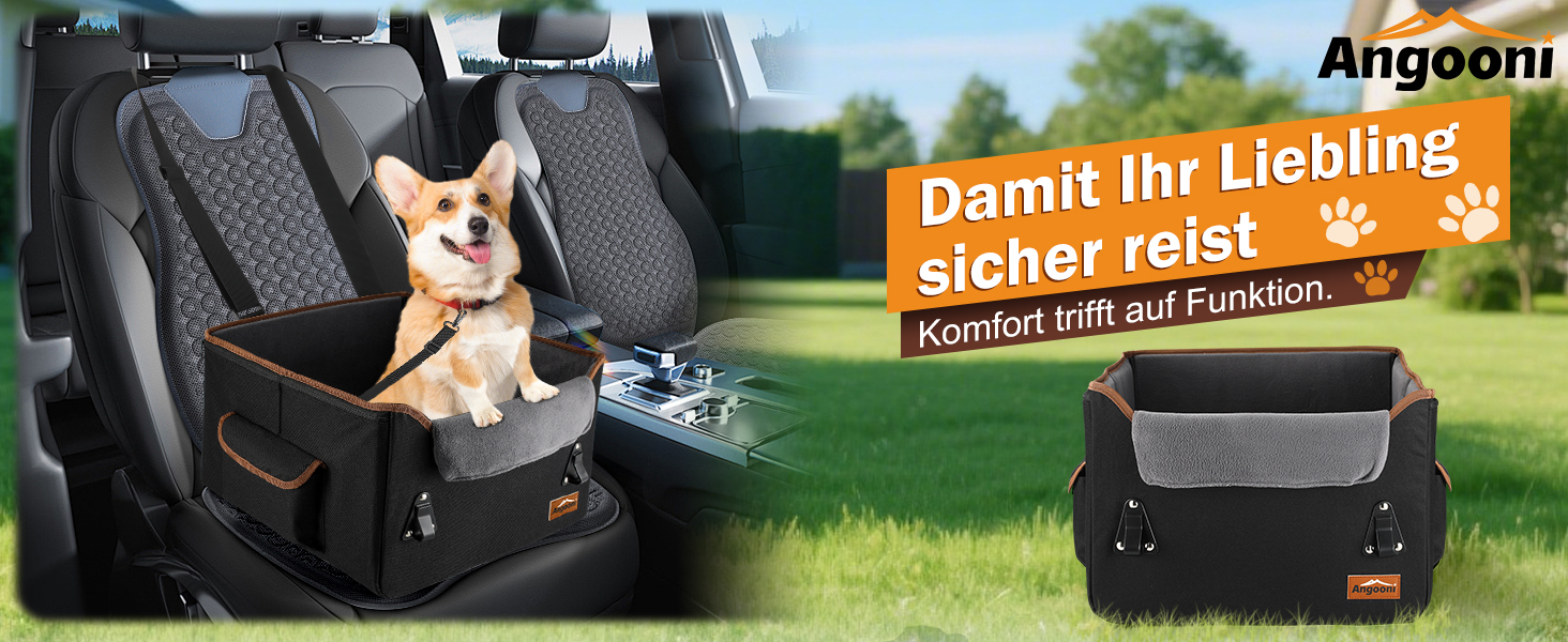 Автокрісло для собак: безпечне та комфортне з кишеньками та плюшевим подушкою (чорний)