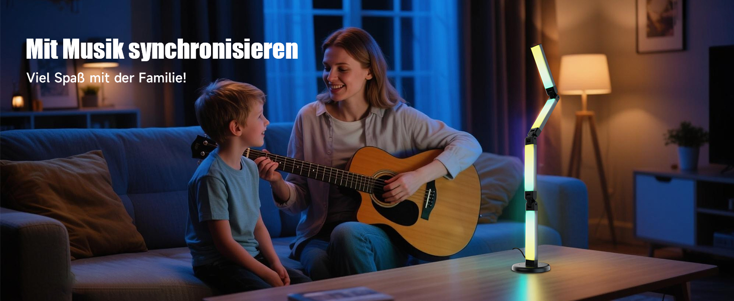 LED лампа настільна Electight RGB з димеруванням, 82 см, 800 люмен, складний дизайн, пульт та додаток, 16 млн кольорів, 99 режимів, синхронізація з музикою та таймер, для читання, офісу та ігор