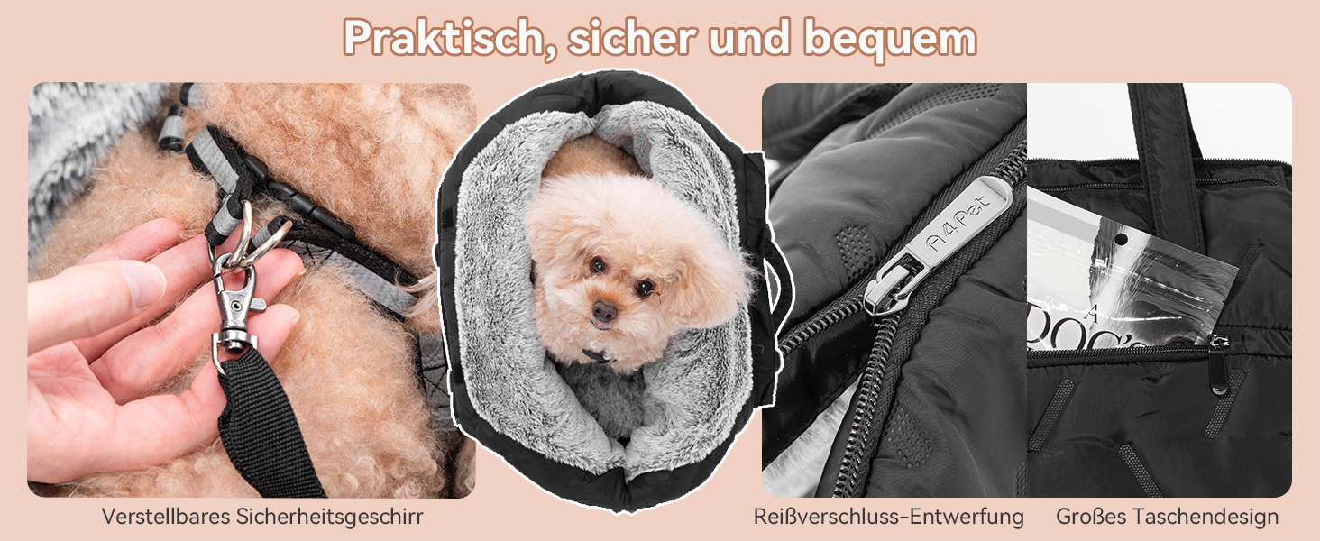 Сумка-переноска для собак та цуценят, 40x20x24 см, Khaki (M, Чорний)