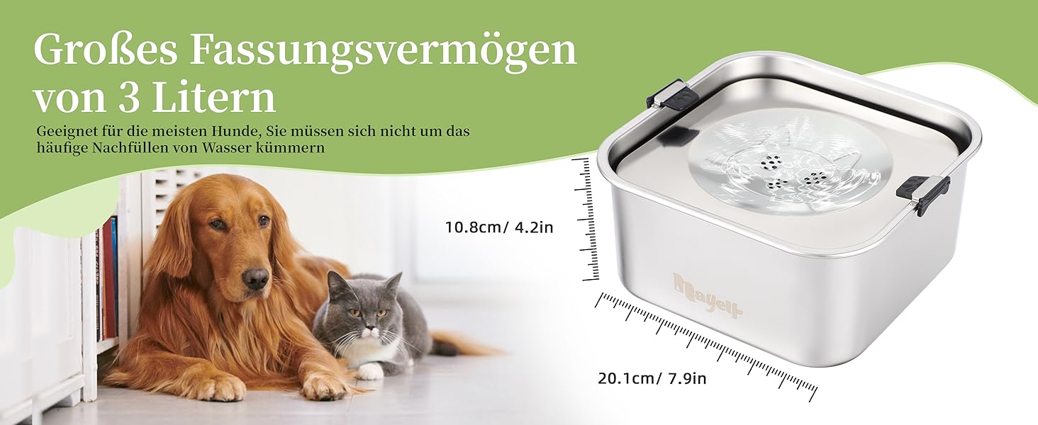 Миска для собак 3L без облизування, миска для пиття з нержавіючої сталі 304, миска для собак з неслизьким дном, для середніх та маленьких собак, придатна для миття в посудомийній машині