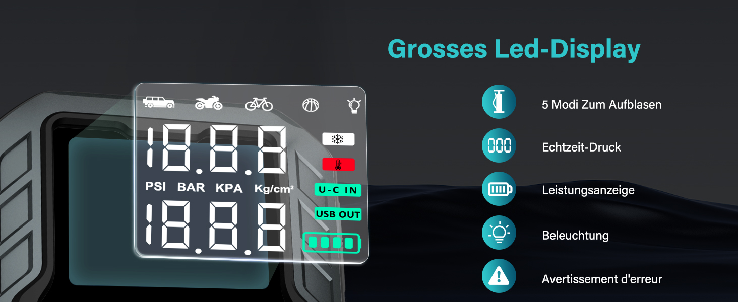 Powerbank для авто 27000 mAh з компресором 160 PSI, 12V, 8.0L, LED-ліхтарик, для бензинових та дизельних двигунів