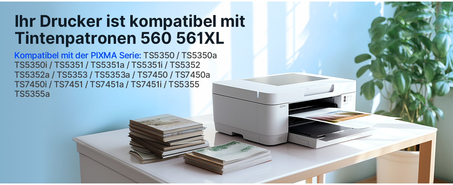 Картриджі для принтера Canon PG-560XL та CL-561XL (чорний та кольоровий), сумісні з Pixma TS5300, TS5350, TS5350a, TS5350i, TS5351, TS7450, TS7450i, TS7451, комплект 2 шт.