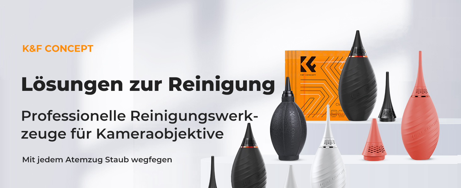 Набір для чищення фото- та відеокамер K&F Concept 10-в-1: об'єктиви, смартфони, сенсори. З мікрофіброю, продувальником та рідиною для чищення.