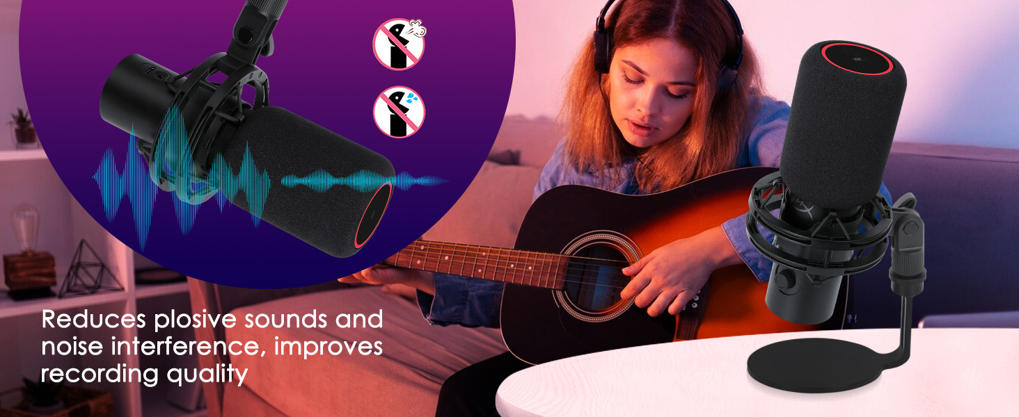 Кріплення для мікрофону HyperX QuadCast та інші - кріплення на стіл з поп-фільтром, сумісне з Blue Yeti, Razer Seiren Mini V3, Fifine AM8, YOUSHARES (XI. QuadCast 2 Windschutz - Dachlos)