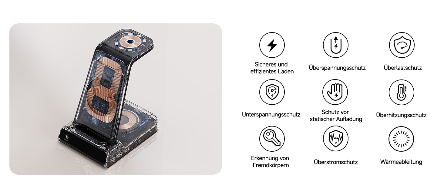 Бездротова зарядна станція 3-в-1 для Samsung Galaxy S26 Ultra, Watch 8/Ultra/7/6/5, Buds 4/4 Pro (Блакитна) - Швидка індуктивна зарядка