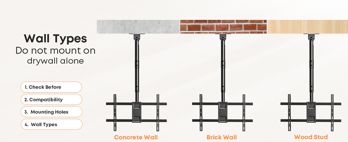 Adjustable & Tilting TV Ceiling Mount - Full Motion, VESA 600x400, Up to 86 Inch TVs, 60kg Weight Capacity