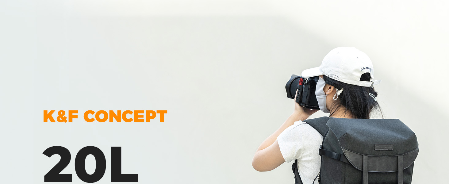 Водонепроникний фоторюкзак K&F Concept Rolltop 20Л для дзеркальних камер Canon, Nikon, Sony та ноутбука 15.6