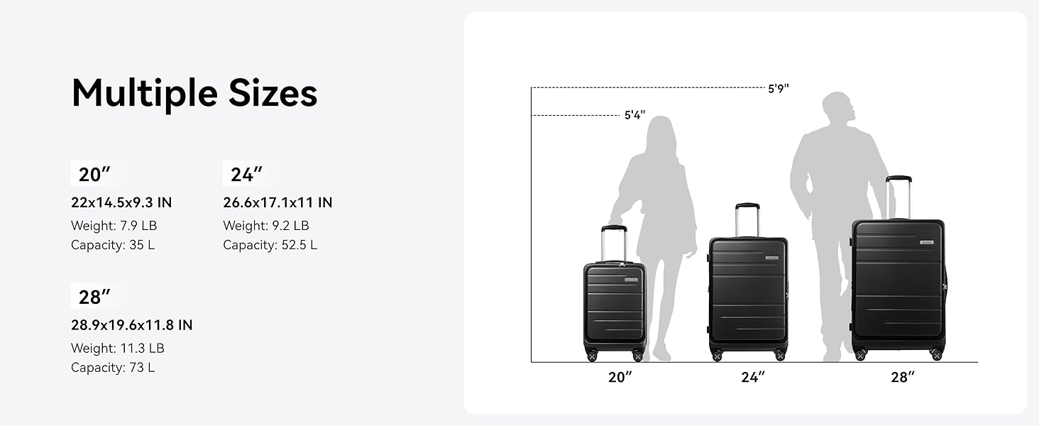 Чемодан-валіза LUGGEX на руці з відділенням для ноутбука – Розширюваний жорсткий кейс з полікарбонату з TSA-замком (56×38×24 см) (Блакитний)