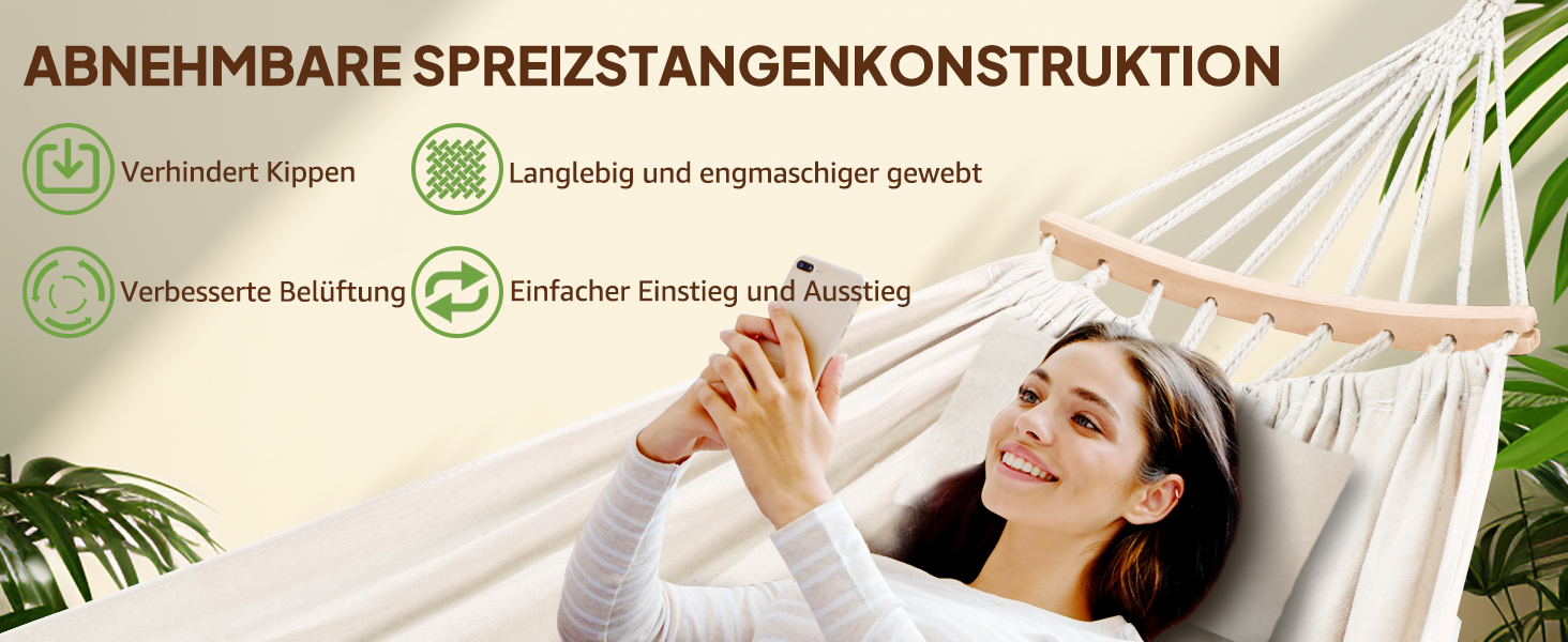 Гніздо-гамак Chihee з бавовни, 300x150 см, для кемпінгу, до 300 кг, з подушкою та стропами