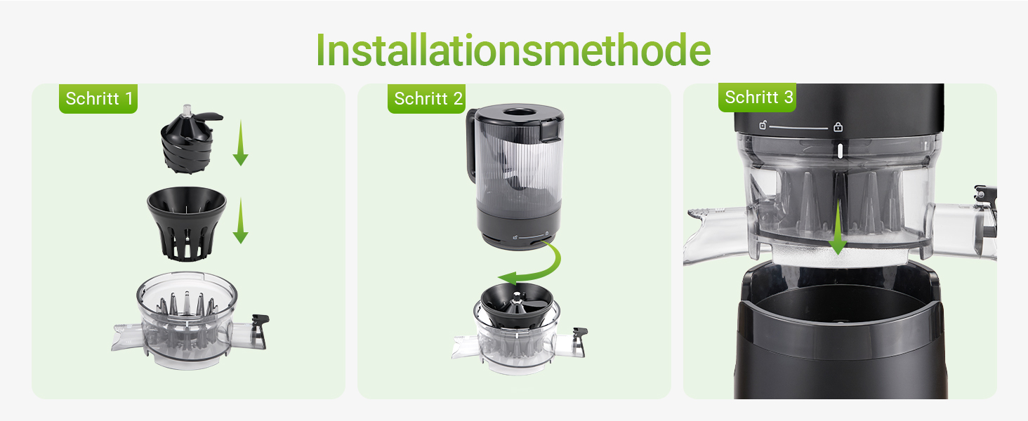 Шнекова соковижималка TUUMIIST Slow Juicer для цілих фруктів та овочів, 1.8 л, глянцевий чорний, 135 мм