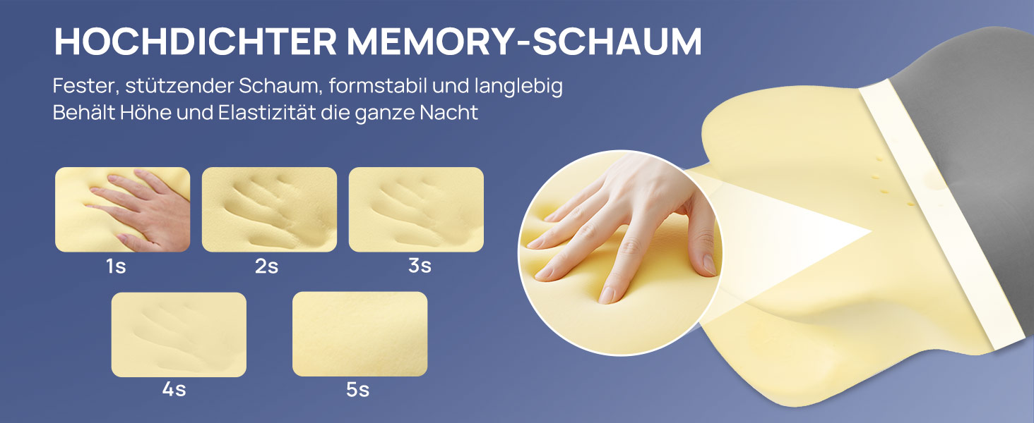 Подушка ортопедична Mulisoft Memory Foam для сну на боці, спині та животі, сіра, розмір М