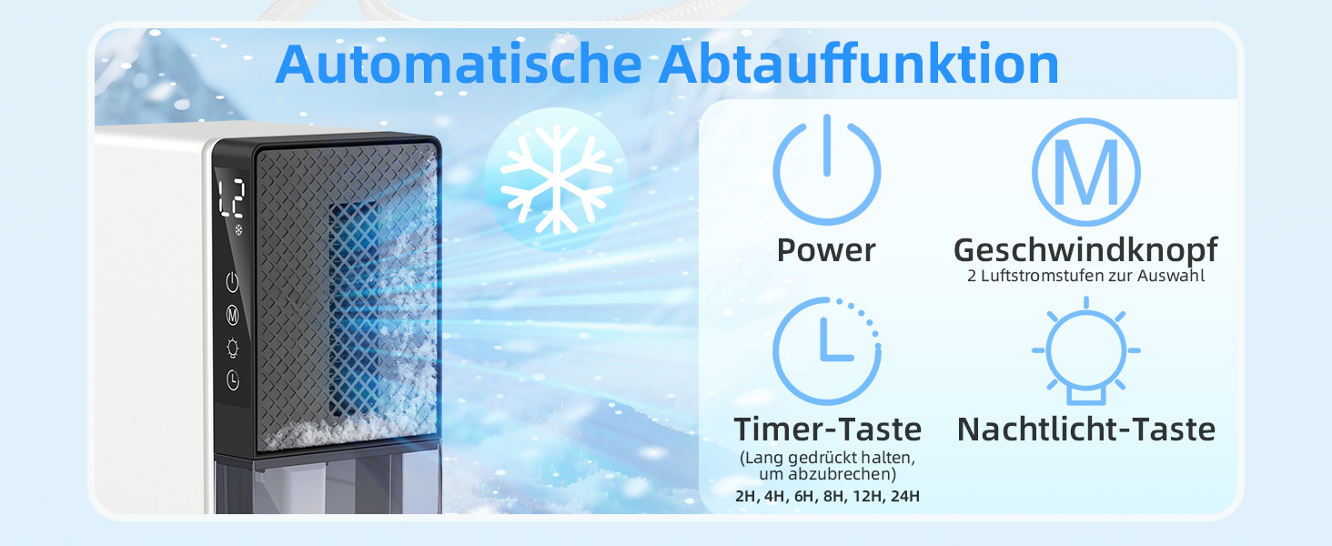 Електричний осушувач повітря 28dB, 2.3L, з фільтром, таймером, для дому та відпочинку