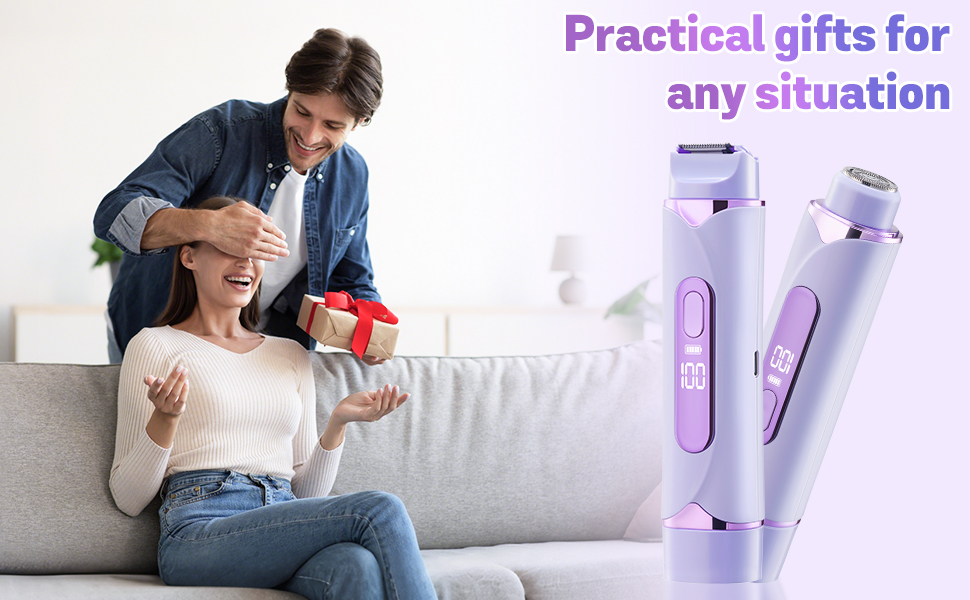 Триммер для бікіні 2025 року: 2-в-1 для жінок, водонепроникний, безболісний, для тіла. Повний комплект для догляду за інтимною зоною. Колір: фіолетовий