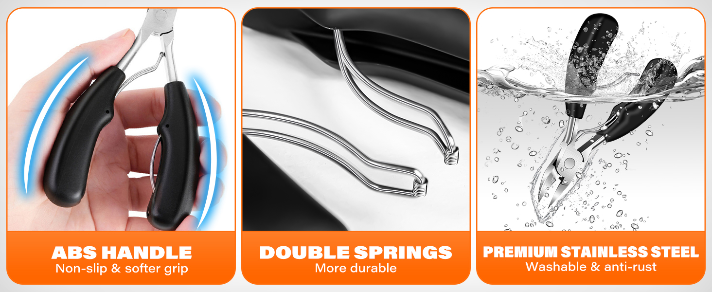 Професійний нігтеріз для нігтів, DRMODE для літніх людей та товстих нігтів, широкий отвір, гострий нігтевий щипчик, довга ручка, нахилена вигнута клин, сріблястий