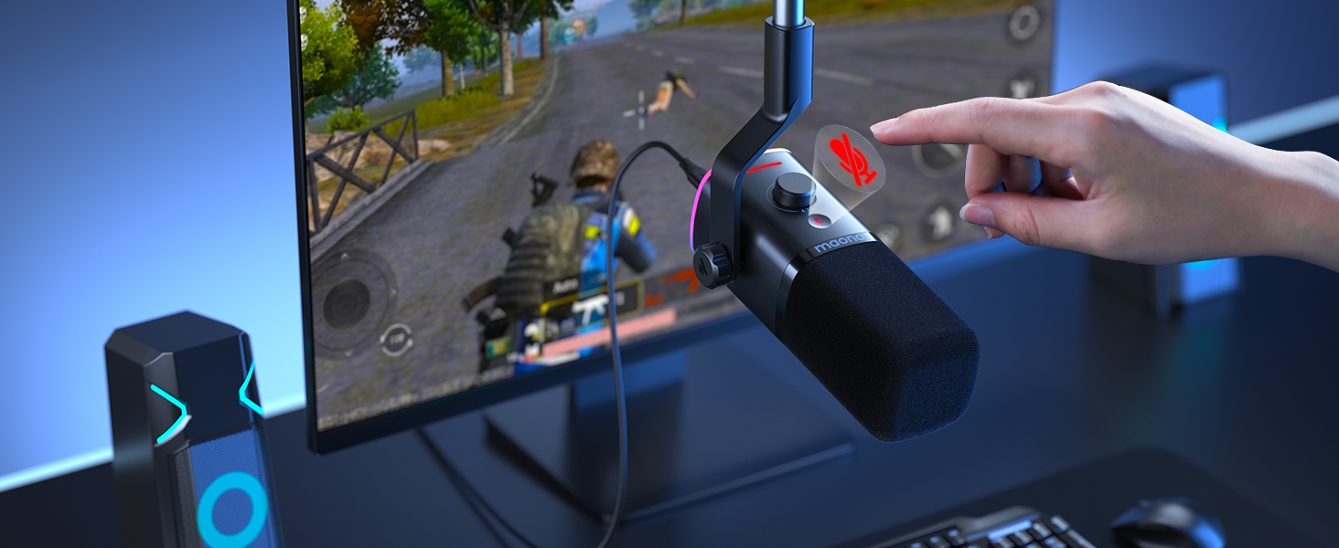 MAONO PD100XS Чорний XLR-USB Мікрофон для Стрімінгу та Запису: Динамічний мікрофон з регулюванням посилення, безшумна кнопка, для подкастів, ігор, YouTube, PS4/5, Mac