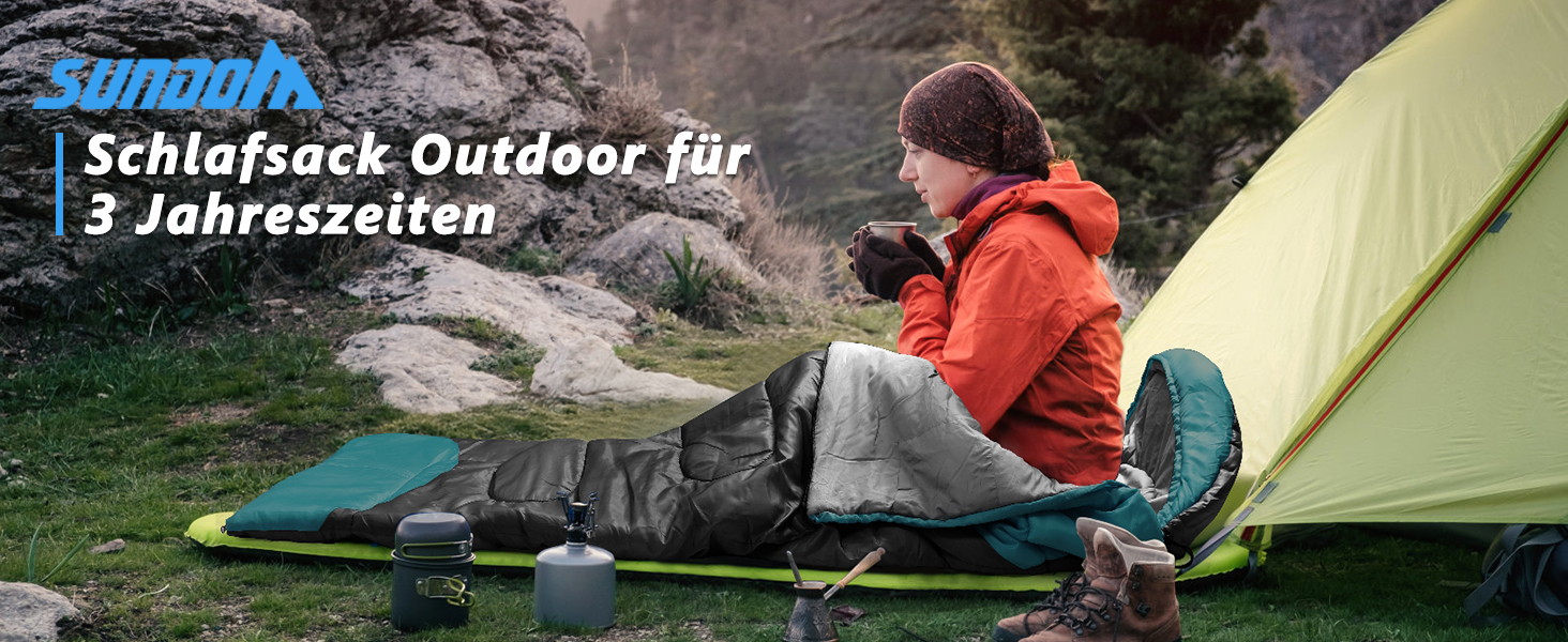 Сплячий мішок Outdoor для кемпінгу на 4 сезони - дорослий спальний мішок, функція 2 в 1, теплий, легкий, водонепроникний для рюкзаків, походів та подорожей, 220 x 80 см