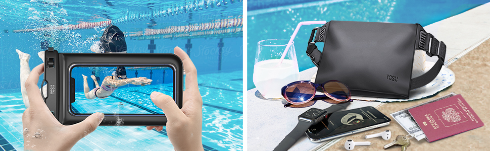 Водонепроникна поясна сумка YOSH з регульованим ремінцем, 2 шт. Сумка-drybag, водонепроникна, для активного відпочинку, водного спорту, плавання, катання на човні (прозора)