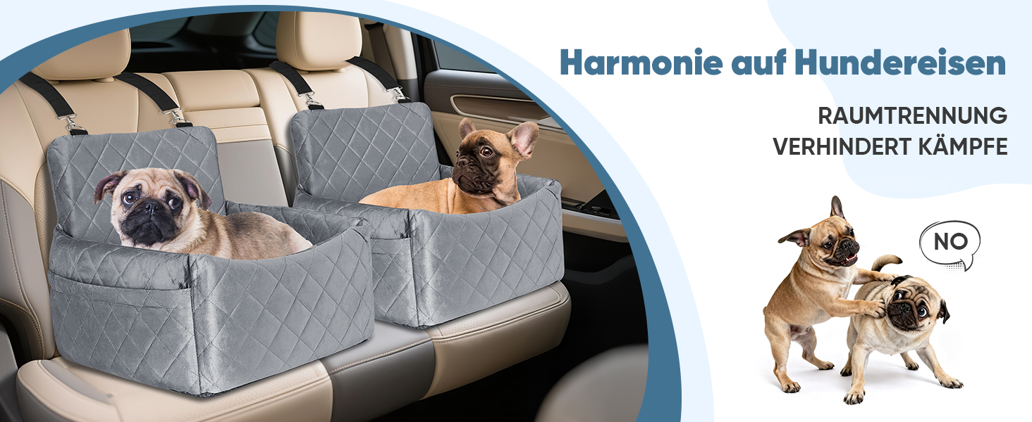 Автомобільний лежак для собак (45x40x34 см) з підсумком та ременем безпеки