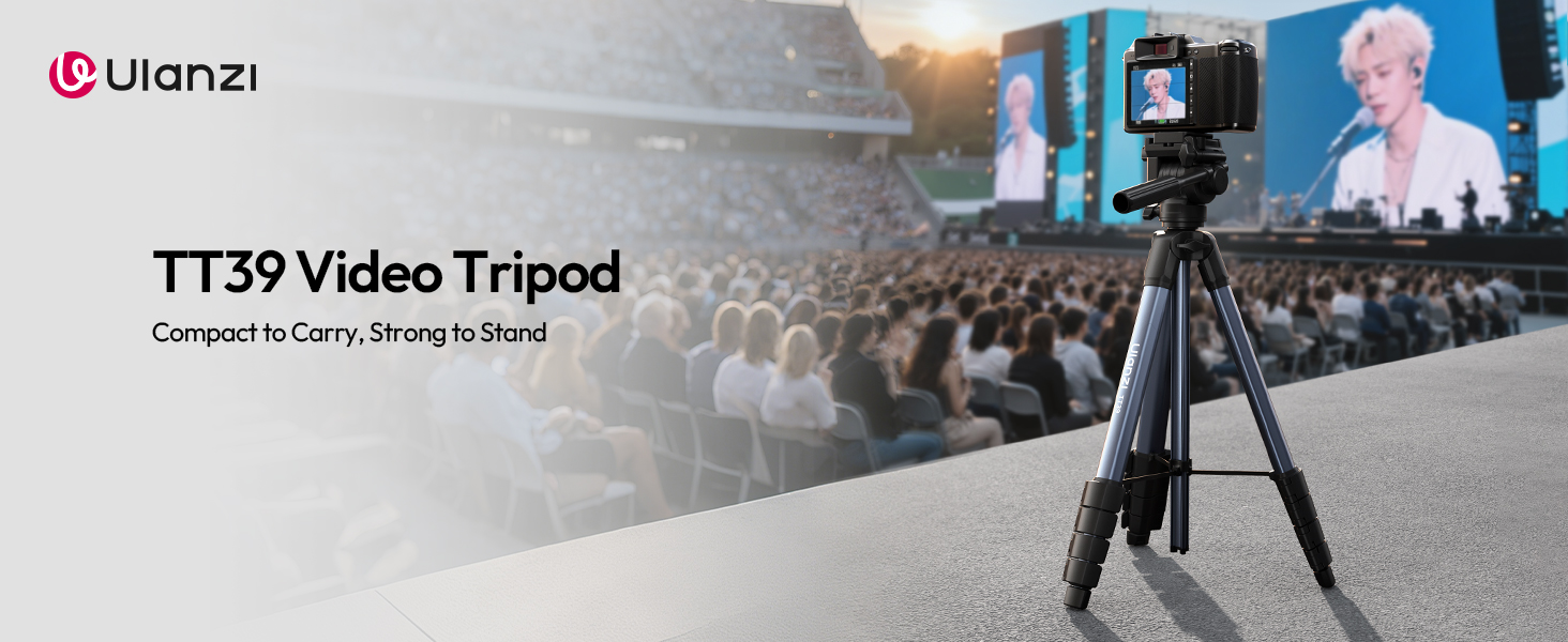Штатив ULANZI TT39 155cm для камери з поворотним на 360° та нахильним (-80°/+90°) кріпленням, легкий штатив з тримачем для телефону, туристичний штатив сумісний з DSLR, мобільними телефонами (вага 0,95 кг, вантажопідйомність 8 кг)